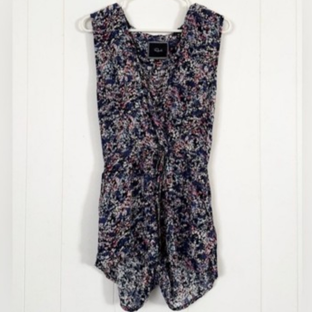 Rails Womens Floral Cap Sleeve Spring Romper Purple Wrap V-Neck Pockets
